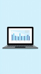 Poster - Minimalist Laptop Displaying Business Statistics
