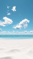 Poster - A beautiful beach scene with a clear blue sky and a few clouds