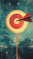 Poster - Illustration of an Arrow Hitting a Target Center