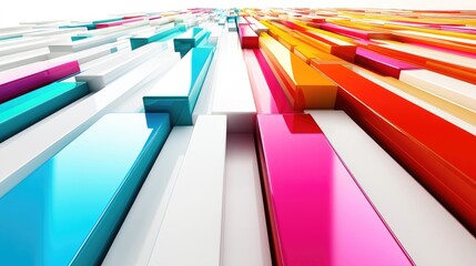 Poster - A Vibrant Abstract Composition of Colorful Vertical Bars in Bright Shades of Blue, Pink, Orange, and White Creating a Dynamic Flowing Visual Experience