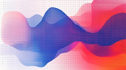 Poster - Abstract Colorful Waves Flowing in Gradient Patterns Over Graph Paper, Evoking Creativity and Modern Design for Digital Backgrounds and Visual Projects