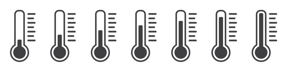 set of temperature icons. weather symbols, thermometer sign. temperature scale, the temperature from