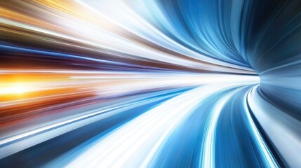 Poster - Dynamic Light Long Exposure Abstract Background with Flowing Colors in Blue, Orange and White for Creative Projects and Visual Designs