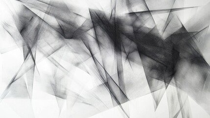 Poster - Abstract Monochrome Composition with Dynamic Lines and Geometric Shapes, Creating a Sense of Movement and Depth in Black and White Tones