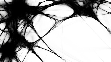 Poster - Abstract Black and White Fractal Design with Intricate Lines and Shapes Conveying Depth, Movement, and Artistic Expression for Creative Projects and Backgrounds