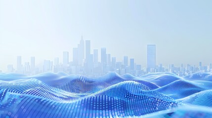 Wall Mural - Digital technology Blue and white future city glass building poster background