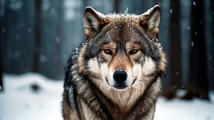 Fototapete - Gray wolf in snow