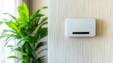Aufkleber - Modern Mailbox Mounted on a Stylish Wall with a Bright Green Plant in the Background, Perfect for Interior Design and Contemporary Living Spaces