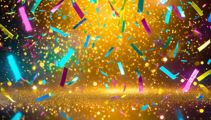 Poster - Colorful abstract light trails create a vibrant display against a dark background during a celebration