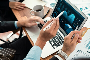 Poster - financial data analysis dashboard by fintech bi or business intelligence display on laptop screen to