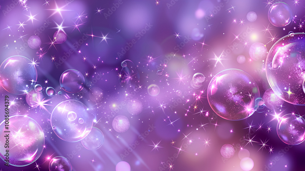 Pink and purple pastel bokeh background with glowing stars, lights, and ...