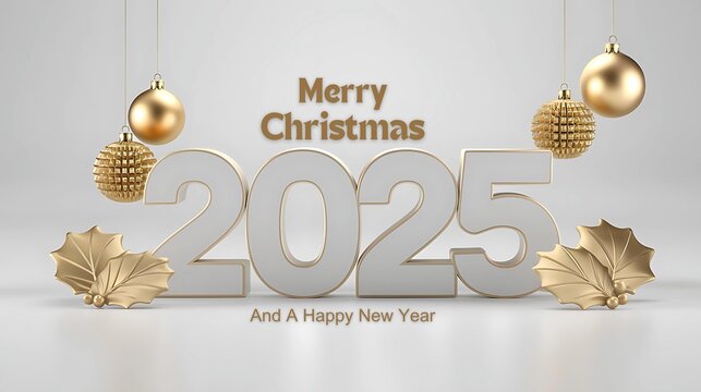 2025 merry christmas and happy new year 3d render of luxury greeting template
