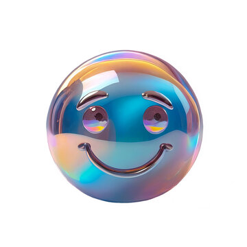 3D chrome element in Y2K style, isolated background, liquid holographic metal. Colorful, shiny and smiling face, bright and vibrant, cheerful and positive.