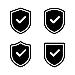 Fototapete - Shield guard with check mark icon set. Defense, security with checkmark sign symbol