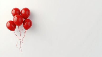 Sticker - Vibrant Red Balloons Floating Against a Clean White Background Ideal for Celebrations, Events, Parties, or Festive Occasions to Evoke Joy and Happiness