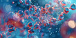 © IA - Abstract rendering of molecules in vibrant colors, Scientific representation of molecular interactions