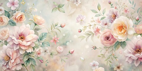  Pastel Floral Bouquet A Delicate Watercolor Painting of Roses and Blossoms on a Soft Background