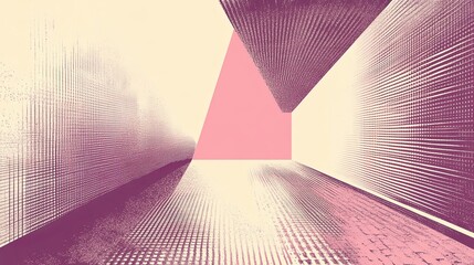 Poster - abstract geometric pattern with pink, white, and purple tones