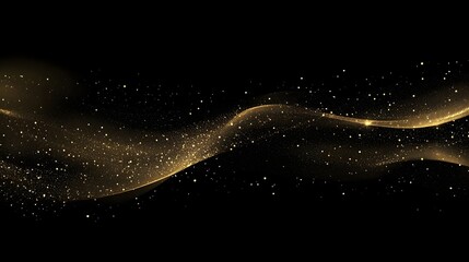 Wall Mural - Elegant Flowing Gold Glitter Against a Deep Black Background Perfect for Celebrations, Events, and Artistic Designs that Inspire Glamour and Sophistication