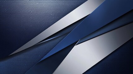 Poster - Abstract Background with Dark Blue and Silver Metallic Shapes Creating a Futuristic and Sleek Design, Perfect for Technology and Corporate Themes