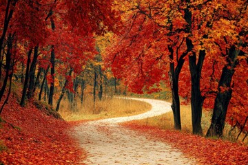 Wall Mural - autumn landscape with tree
