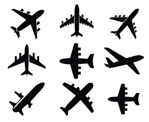 Aufkleber - Airplane icon set plane icon vector Flight transport symbol.