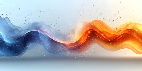 Poster - An abstract design featuring flowing waves of blue and orange hues, blending seamlessly together to create a dynamic and vibrant visual experience.