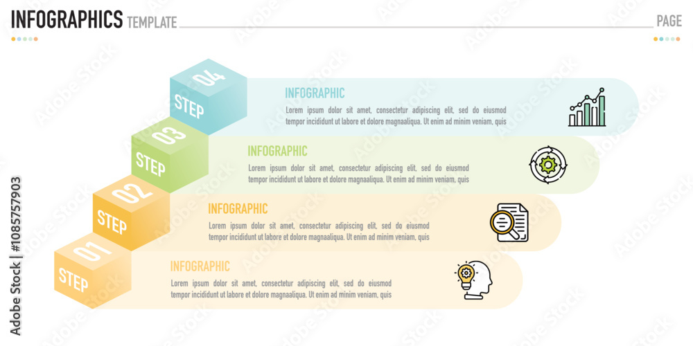 Infographic template or element with 4 step, process, option, colorful ...