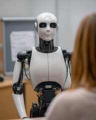 Poster - Robot human resource interaction future workplace digital content office environment close-up viewpoint