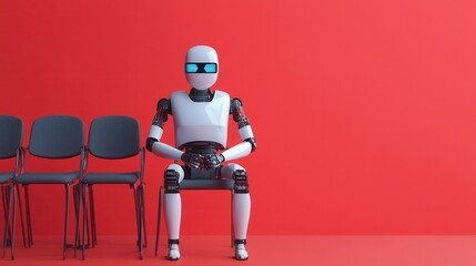 Poster - Future robot in human resource role office setting digital technology creative environment