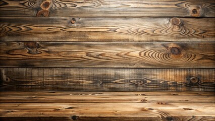 Wall Mural - Rustic Wooden Background with Horizontal Planks and Empty Tabletop Ideal for Product Display or Design Elements