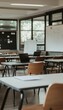 © Daria - Bright and organized high school classroom with desks, whiteboard, and natural light