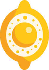 Poster - simple vector illustration of a lemon cut in half, with juice drops, seeds, and segments