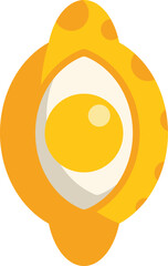 Wall Mural - Illustration of an egg yolk dripping from a cracked open eggshell on a white background