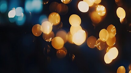 Poster - Minimalistic New Year's background in dark tones with delicate golden streaks and bokeh effects. 