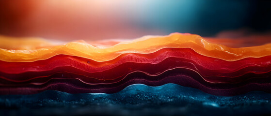 Poster - Vibrant layers of colors blend together, creating a mesmerizing abstract artwork with dynamic flow and depth.