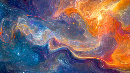 Wall Mural - A vibrant and surreal painting of the milky way galaxy, with swirling colors and bright stars that create an otherworldly atmosphere. generative ai. Whirl. Illustration