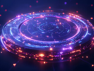 Poster - Futuristic digital interface with glowing lights and intricate patterns creates a sci-fi atmosphere.