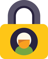 Poster - closed padlock protecting user profile with avatar icon, representing the concept of online security
