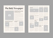 © TarekMd - Newspaper design template. The daily newspaper or breaking news with text and picture placeholder editable template.