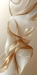 Poster - An elegant abstract design featuring flowing, soft beige and brown waves that create a sense of movement and tranquility, perfect for backgrounds and artistic projects.