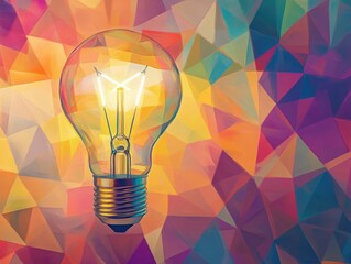 Canvas Print - Light Bulb on Colorful Background