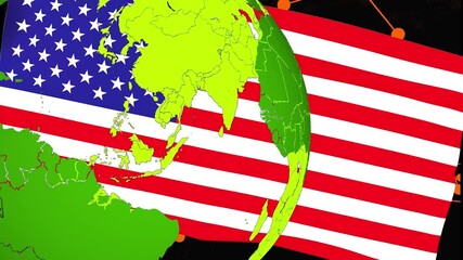 Poster - Animated globe with an overlay of an American flag and glowing networks.