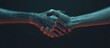 © zeitgenstd - Two digitally rendered hands shaking on a dark background. Concept of cybersecurity and digital network