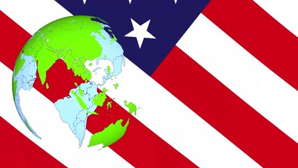 Poster - Globe animation overlayed with an American flag and glowing connections.