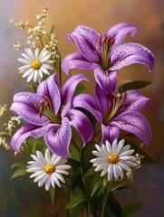 Wall Mural - Purple and White Flowers in Vase