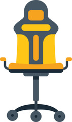 Poster - yellow and grey ergonomic gaming chair standing on wheels, perfect for a live streamer or profession