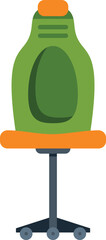 Poster - green and orange modern office chair illustration on wheels