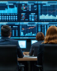 Poster - Social media insights business analytics center data visualization modern office professional viewpoint