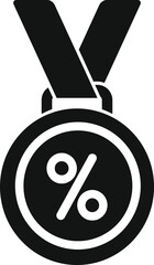 Poster - Black medal with percent symbol hanging from ribbon, representing best interest rate or sales discounts
